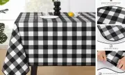 Rectangle Vinyl Tablecloth, 100% Waterproof Buffalo Square 54 x 54" Black