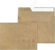 5x7 Envelopes for Invitations A7 Envelopes with Debossed Thank You Lettering Font(Kraft, 50 Qty)