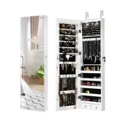 Lockable Led Mirror Jewelry Cabinet With Full Screen Mirror White