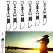 Line Tackle Stainless Steel Fishing Connector Barrel Swivel Hanging Snap