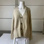GAP 24/7 Split-Hem Oversized Cardigan Women's Size XS Bedrock Beige