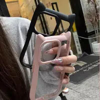 在飛比找蝦皮購物優惠-時尚馬卡龍貓耳透明手機殼適用於 IPhone 11 手機殼 