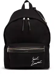 Saint Laurent City Men's Black Embroidered Canvas Backpack New