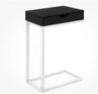 Monarch Specialties 24.5" C Shaped Table with Drawer, Black and White (Open Box)