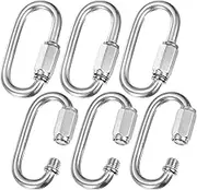 uxcell 6-Pack Quick Chain Link Connector, M6 1/4 304 Stainless Steel D-Shape Locking Repair Chain Links for Swing/Camping/Hiking/Backpack, Twist Key Ring Screw Chain Link [Silver]