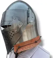 Bascinet Knight Buhurt Helmet with Adjustable Visor and Comfortable Cusion Leath