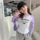 秋季韓版女童T恤大童純棉字母款兒童長袖T恤圓領上衣