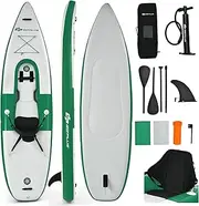 Costway Inflatable Kayak for 1 Person, Maximum Bearing Weight 130kg, Adjustable Aluminum Oars, Inflatable Seat, Hand Pump with Pressure Gauge, Suitable for Professional Water Sportsman & Beginners