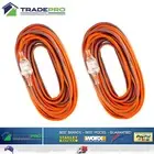 2x Extension Lead 25M PRO Power Cable Cord 10A 25Mtr & Light AUST Approved