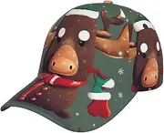 [HVTTIOR] Funny Christmas Moose Head Print All Season Use Cap Stylish Baseball Caps Unisex Washed Adjustable Hat Trendy Design Black, Black, One Size