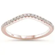0.20ct 14k Rose Gold Curv Stackable V Shape Wedding Anniversary Diamond Ring 6.5
