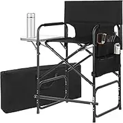 GDGYOFN Aluminum Tall Directors Chairs Foldable, 41'' Makeup Chair for Makeup Artist with Side Table Cup Holder Storage Bag and Footrest, Weighs Only 8.8lb, 250lbs Capacity