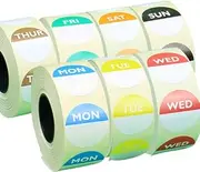 Food Hygiene Labels Food Label Day Dots Full Week - 1 Roll per Day - 1000 Stickers per Day - Permanent Adhesive