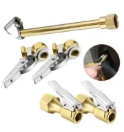 5Pcs Brass Clip-on Closed Straight Tire Tyre Inflater Air Chuck Clamp 1/4'' NPT