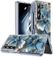 [MIDIIUGCT] for Samsung Galaxy Z Fold 6 Clear Case Magnetic,Slim Lightweight Non Yellowing Wireless Charging,Hard PC Cute case for Galaxy Z Fold 6 [Relief Flower] MUS-CXDZ-05-07