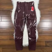 Spanx Women's Size XL Ruby Red Faux Patent Leather Leggings Pant