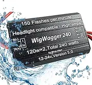 Headlights 10 AMP Alternating Wig Wag Electronic WigWagger 240 LED Flasher Relay Emergency Police Ambulance Universal Controller - LED - Incandescent Compatible 12-24V