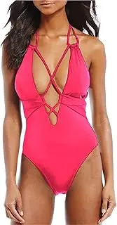 [AdoreShe] Women's Sexy V-Plunge One-Piece Swimsuit,Double Back Straps Bathing Suit Swimwear