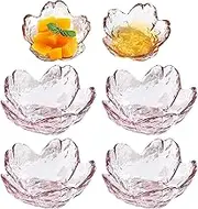 JJYHEHOT 6 PCS Pink Sakura Dip Bowls Set, Crystal Glass Dessert Bowls, Dipping Bowls Appetiser Plates Salad Bowl