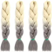 62cm Synthetic Gradient Coloured Braiding Hair Extensions -Beige&Silver Grey