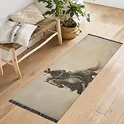 QGBYMX Dust Cowboy Horse Brown Washable Runner Rug 2’ x 6’ Non Slip Kitchen Runner Rug for Hallways Entryway Patio Living Room Floor Carpet Runner- Soft Thin Mat for Family Pet