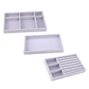 Velvet Glass Jewelry Ring Earring Display Box Tray Holder Storage Box Organizer