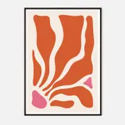 Galrie Vibrant Abstract Orange and Pink Minimalist Art Print for Modern Decor, Black Frame, 50 x 70cm (20 x 28inch)