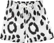 [RPLIFE] Swimming Clothes for Boys, Anti Chafe Swim Trunks Boys 2 T, Black White Leopard Skin