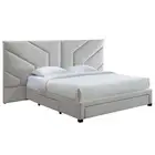 Spring Luxury King Size Fabric Bed frame with extra wide bed head – Oat White