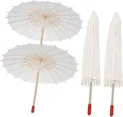 [JEWEDECO] 4pcs Mini DIY Boys and Girls Umbrella Boys and Girls Painting Umbrella White Oil Paper Parasol Photo Prop Decor