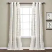 LUSH DECOR FARMHOUSE Grommet TEXTURED FROST WHITE SHEER 2 Panels 76 x 108" NEW