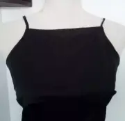Abercrombie & Fitch L Bodysuit Black Adjustable Straps Tie Back Bow Snap Crotch