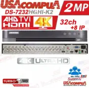 Hikvision 32 CHANNEL DVR 32CH DS-7232HGHI-K2 TVI/AHD,CVI CVBS 2MP +8CH IP