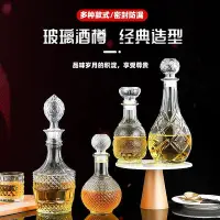 在飛比找Yahoo!奇摩拍賣優惠-玻璃酒樽洋酒紅酒無鉛透明醒酒器威士忌分裝酒瓶帶蓋子水晶空酒瓶