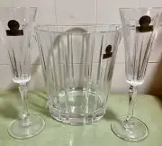 RCR Oneida Crystal Italian Duetto 3 piece champagne wine set NIB With Stickers