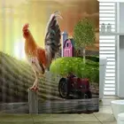 The Cock Stood On Stake 3D Shower Curtain Waterproof Fabric Bathroom Decoration