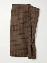 [Marie Adam-Leenaerdt] Marie Adam-Leenaerdt - Checked Wool Midi Skirt - Brown - FR 40 FR 40 Brown
