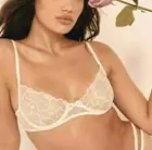 For Love & Lemons M NWT White Love Letter Hearts Daisy Sheer Unlined Bra New