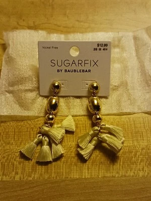 New Sugarfix By BAUBLEBAR Polished Beaded Tassel Earrings Gold