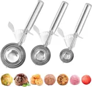 Cookie Scoops Set of 3 Ice Cream Scoop with Trigger 18/8 Stainless Steel, 3PCS