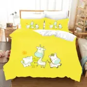 3D Cartoon Sun Animals Letter Yellow Quilt Cover Set Bedding Sets Pillowcases 64