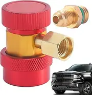 Refrigerant Tank Adapter | 1/4" Flares Ac Adapter | Compressor Replacement, Adjustable High Pressure and Low Pressure Fittings for Automotive