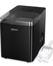 Silonn Countertop Portable Ice Maker Machine with Ice Basket and Scoop SLIM10B