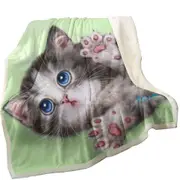 Cute Kittens Drawings Grey Tabby Kitty Cat Throw Blanket