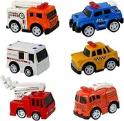 Pull Back Car for Kids, 6 Pack Assorted Mini Cartoon Vehicle Set, Die-cast Cars Toys for Boys Girls Party Favors,Mini Rescue Emergency Cars Toy Play Set (560)…