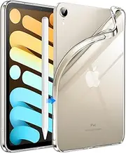 JETech Case for iPad mini (A17 Pro, 2024 Model, 7th Generation) / mini 6 (2021 Model, 6th Generation), Soft TPU Transparent Slim Shockproof Tablet Cover (Clear)