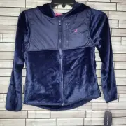 New Nautica Girls Medium 8/10 Hoodie Navy Blue Long Sleeve Zip Up Valour Jacket