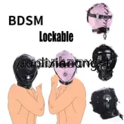PU Leather Padded Head Blindfold Harness Mask Full Cover Head Binding Slaver