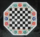 Octaogn White Marble Coffee Table Top Floral Design Inlay Work Patio End Table