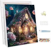 MEIYUDA Paint by Numbers Kits for Adult with Frame Fantasy House, DIY Canvas Oil Painting Kit for Adult or Beginner Paint by Numbers, Arts and Crafts Kit Acrylic Pigment for Home Wall Decor 30x40cm